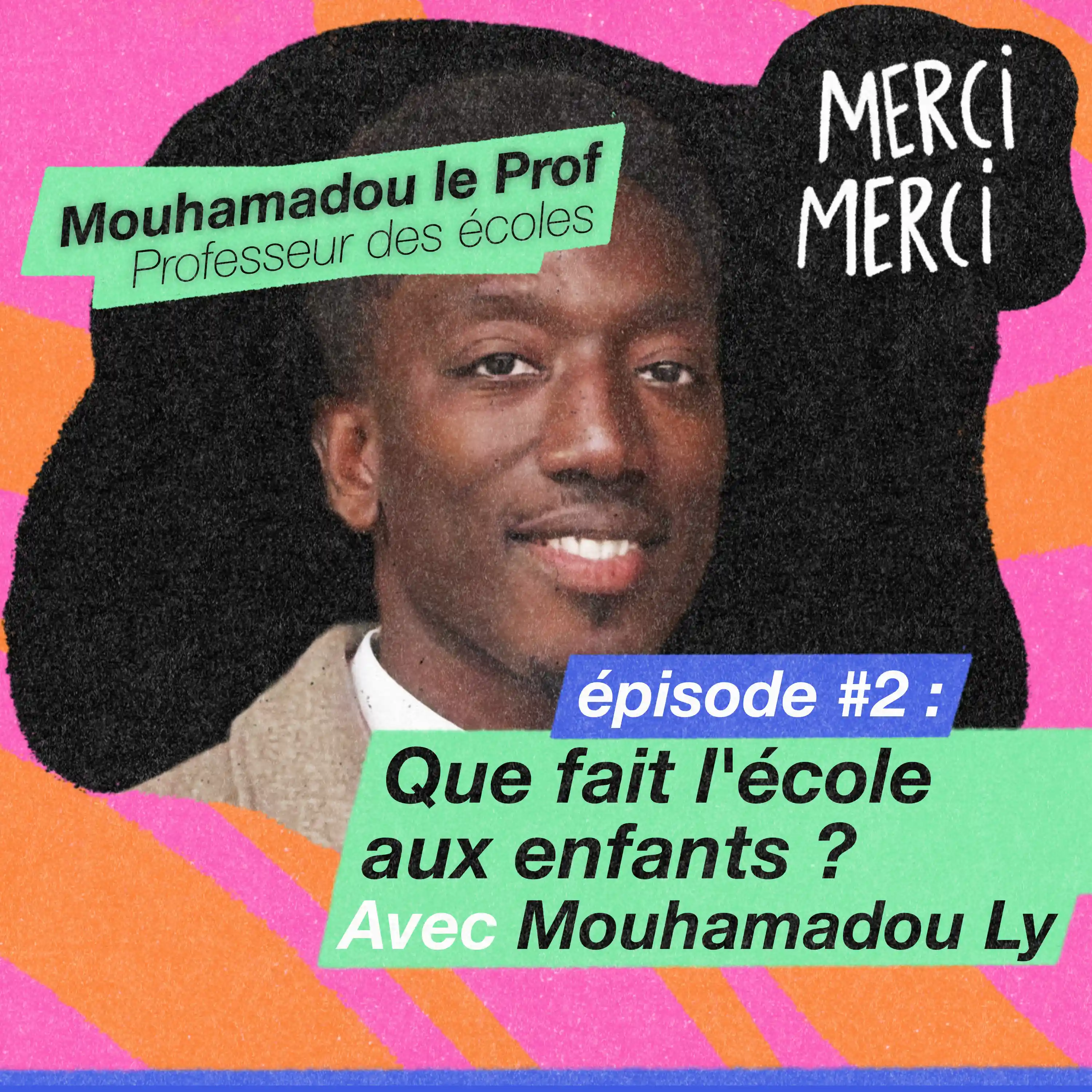 Portrait illustré de Mouhamadou Ly, invité du podcast Merci Merci